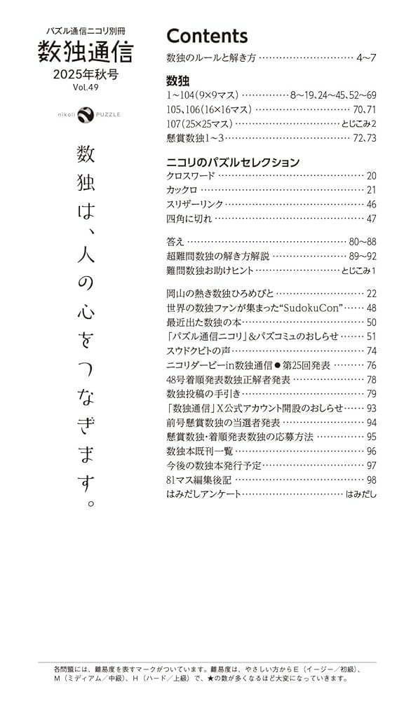 パズル通信ニコリ別冊 数独通信Vol.49 | ニコリ |本 | 通販 | Amazon